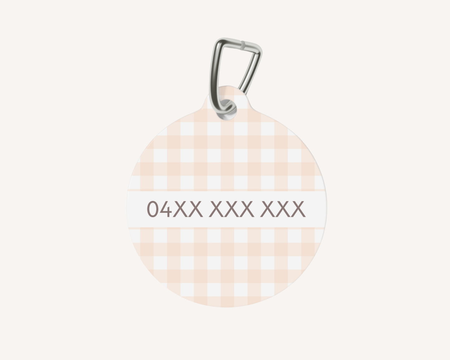 Gingham Personalized Pet Dog or Cat ID Tag - Peaches & Cream - TLC Paws