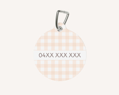 Gingham Personalized Pet Dog or Cat ID Tag - Peaches & Cream - TLC Paws