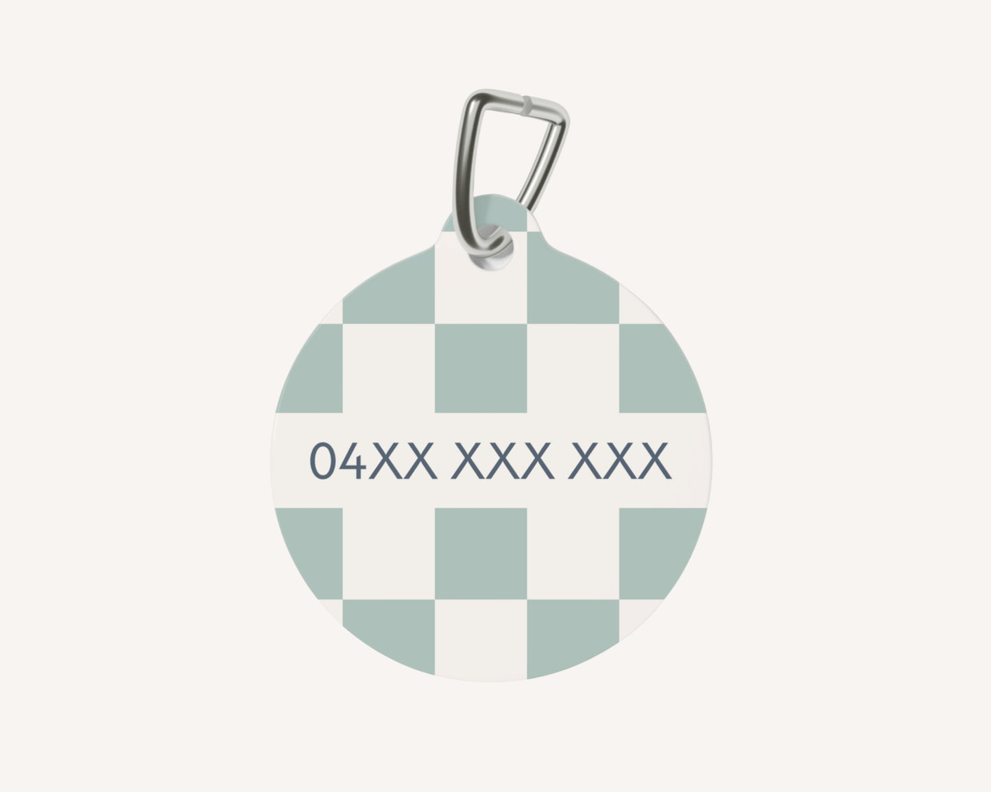 Personalised Pet Dog or Cat ID Tag - Checkered Sage - TLC Paws
