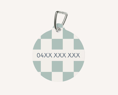 Personalised Pet Dog or Cat ID Tag - Checkered Sage - TLC Paws