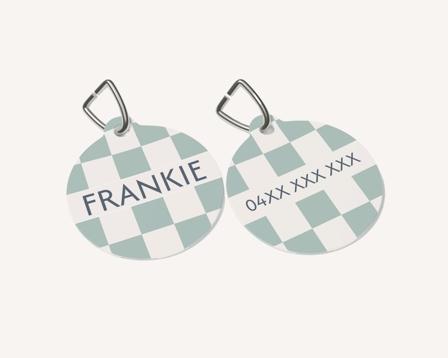 Personalised Pet Dog or Cat ID Tag - Checkered Sage - TLC Paws