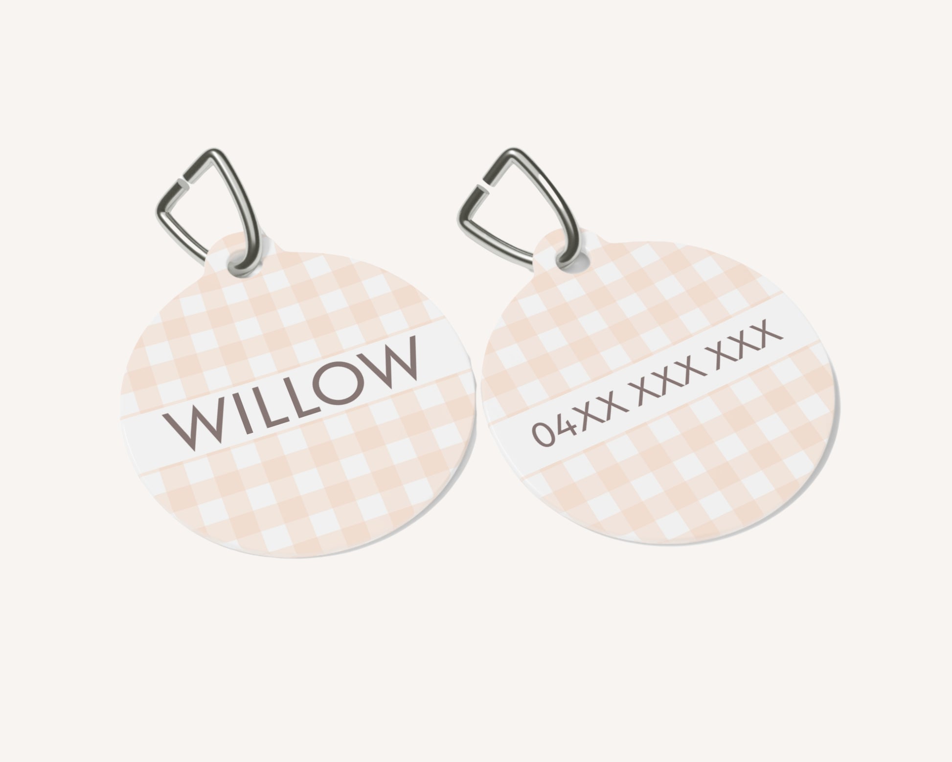 Gingham Personalized Pet Dog or Cat ID Tag - Peaches & Cream - TLC Paws