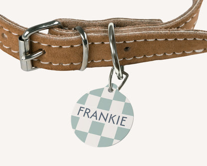 Personalised Pet Dog or Cat ID Tag - Checkered Sage - TLC Paws