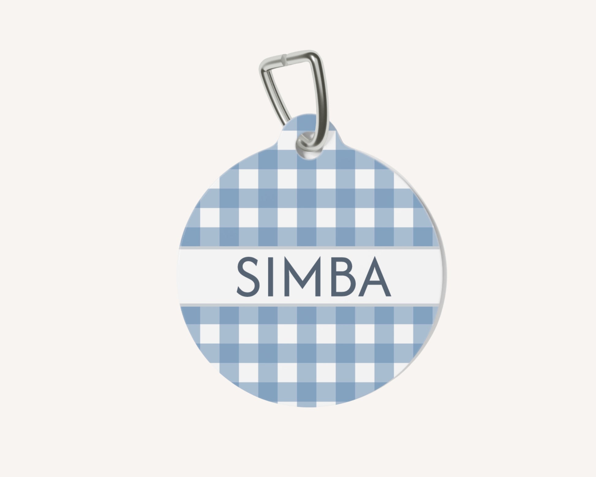Gingham Personalized Pet Dog or Cat ID Tag - Blue - TLC Paws