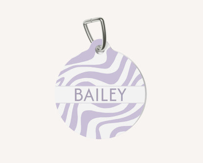 Personalized Pet Dog or Cat ID Tag - Zebra Lilac - TLC Paws