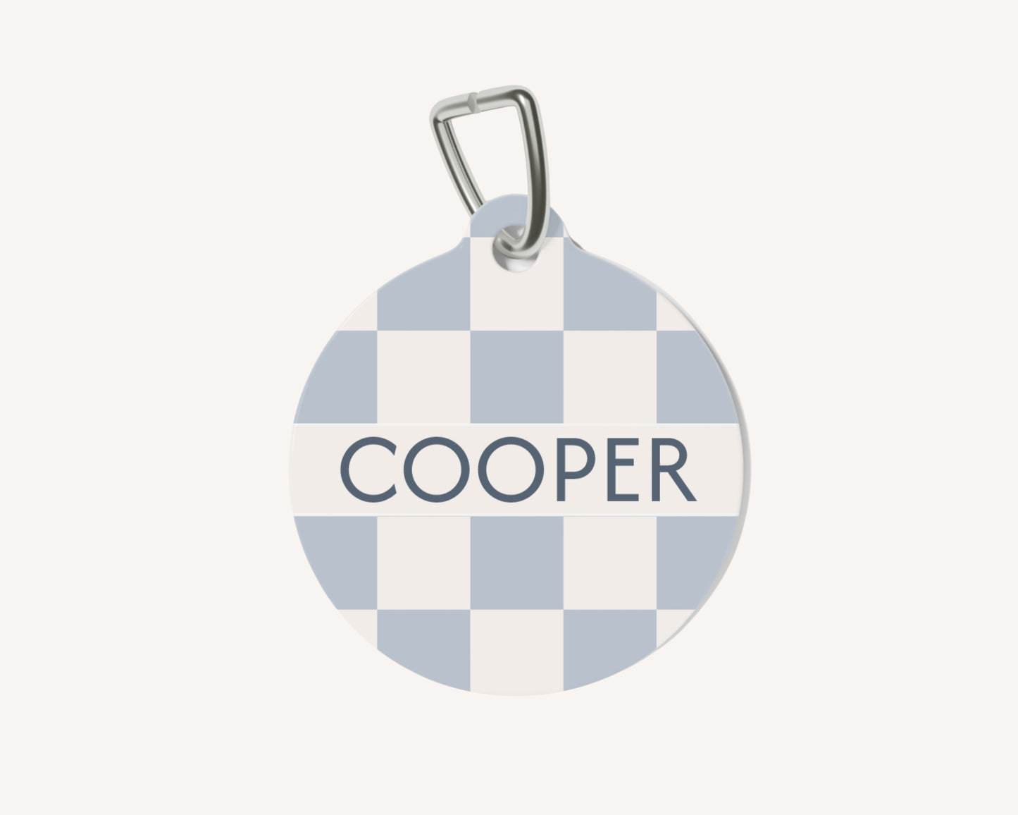 Personalised Pet Dog or Cat ID Tag - Checkered Powder Blue - TLC Paws