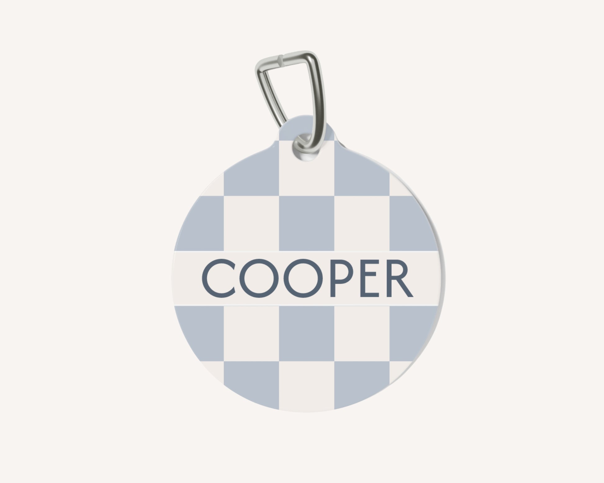 Personalised Pet Dog or Cat ID Tag - Checkered Powder Blue - TLC Paws