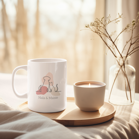 Personalised Dog Mug - Blush Pink - TLC Paws