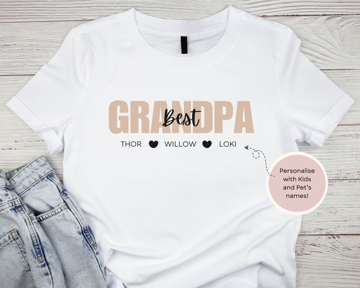 Best Grandpa Personalised Tshirt - TLC Paws