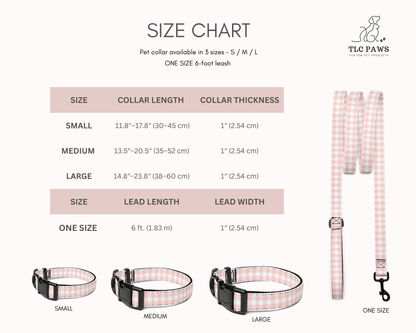 Pet Collar and Leash Set - Gingham Pink - TLC Paws