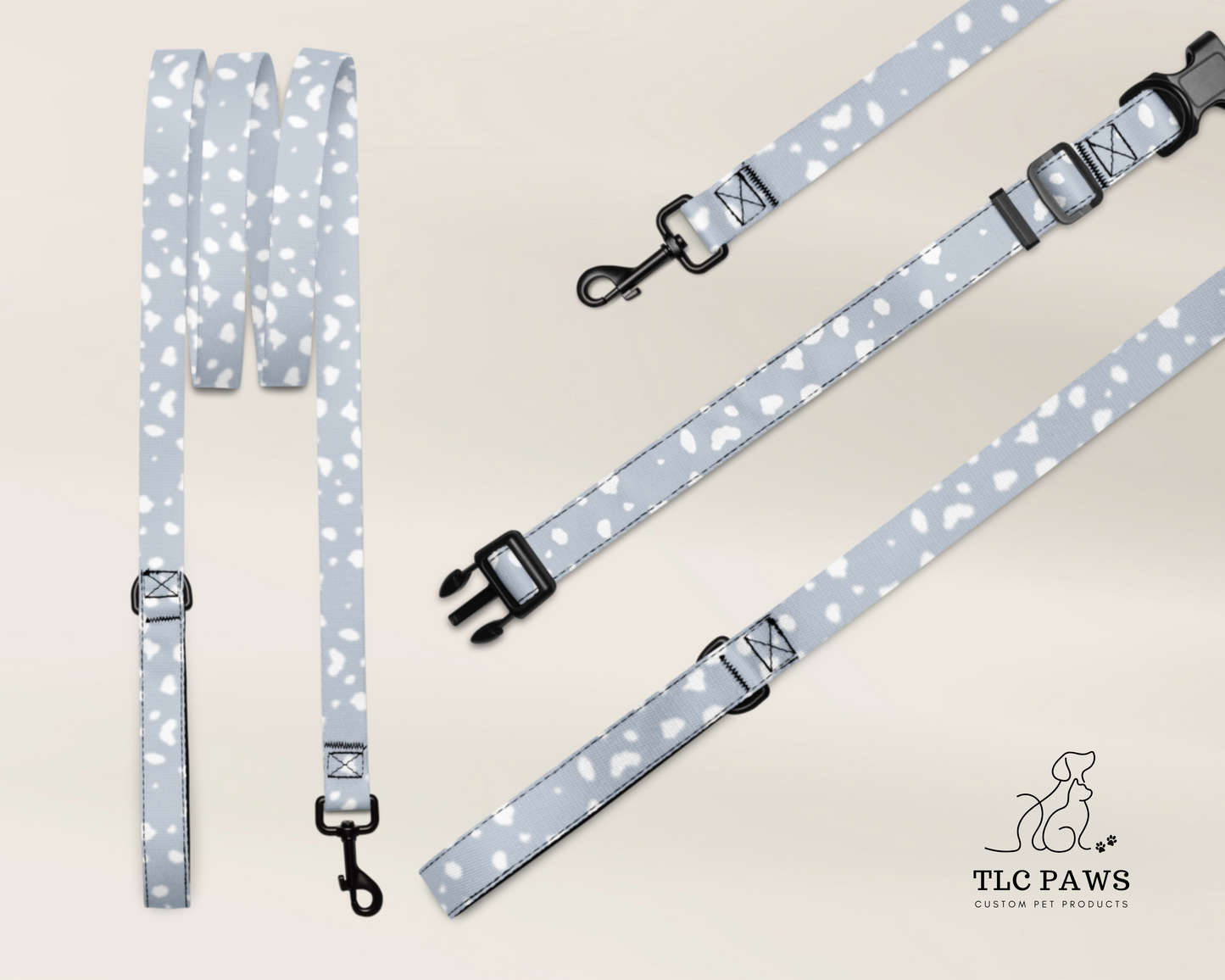 Dog Leash - Spotted Powder Blue - TLC Paws