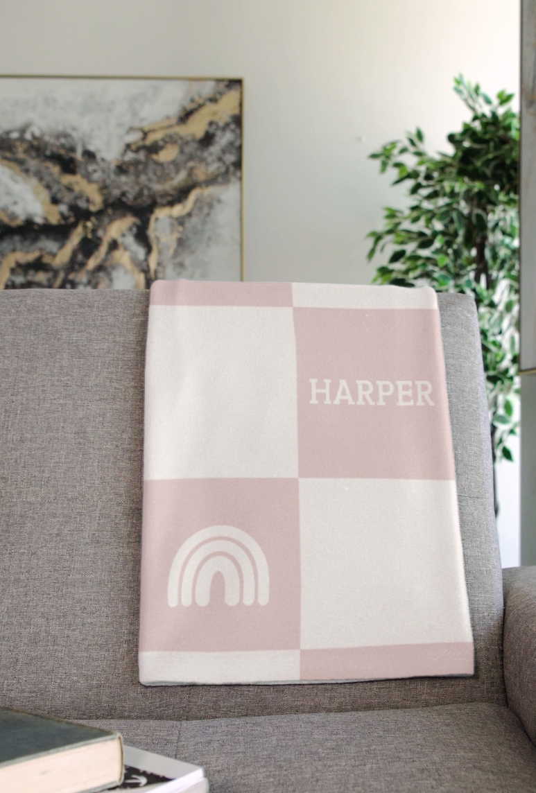 Personalised Blanket & Throw - Dusty Pink - TLC Paws