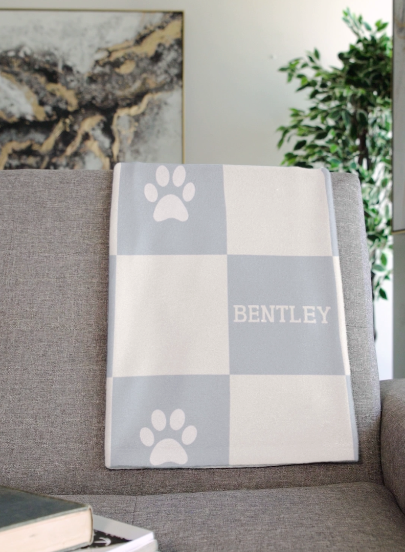 Personalised Blanket & Throw - Powder Blue - TLC Paws