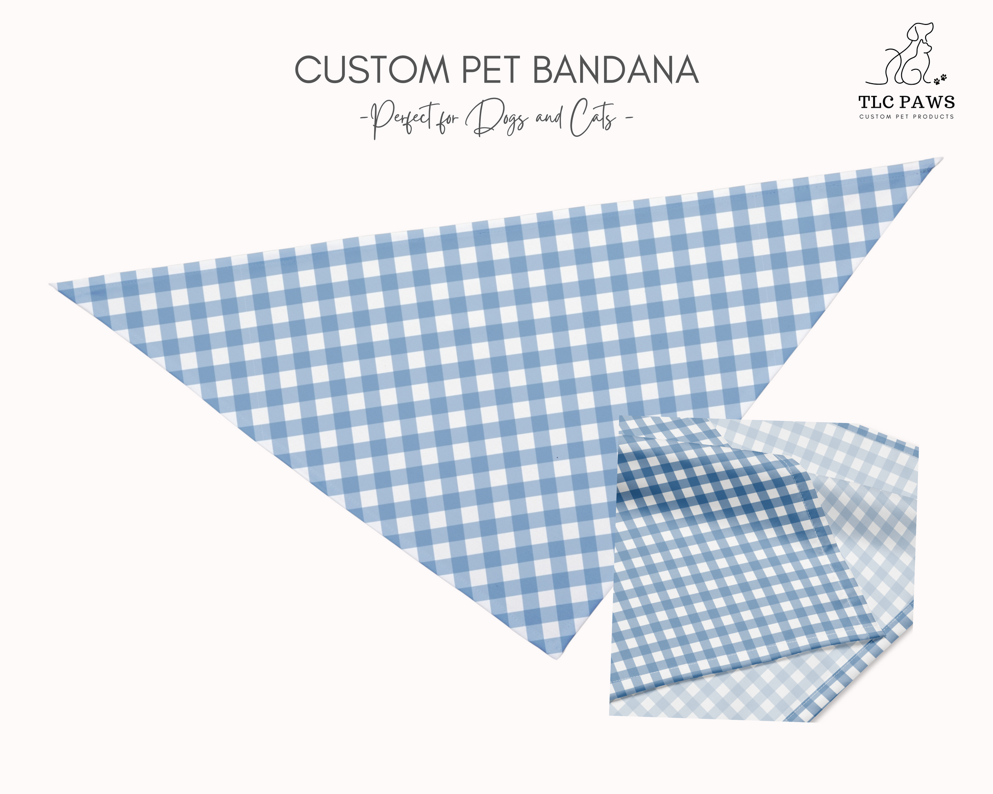 Dog Bandana - Checkered Blue - TLC Paws