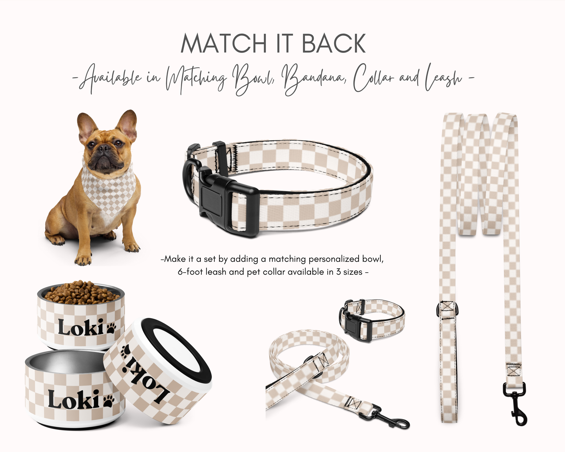 Dog Bandana - Checkered Sand - TLC Paws