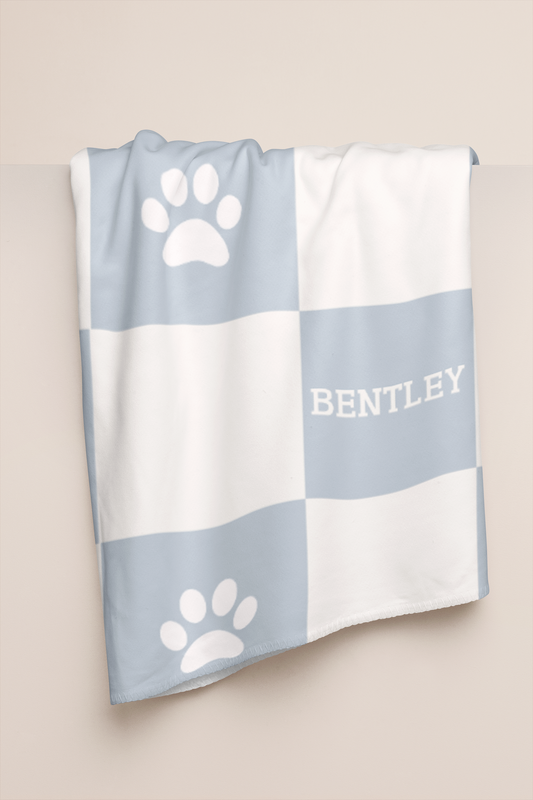 Personalised Blanket & Throw - Powder Blue - TLC Paws