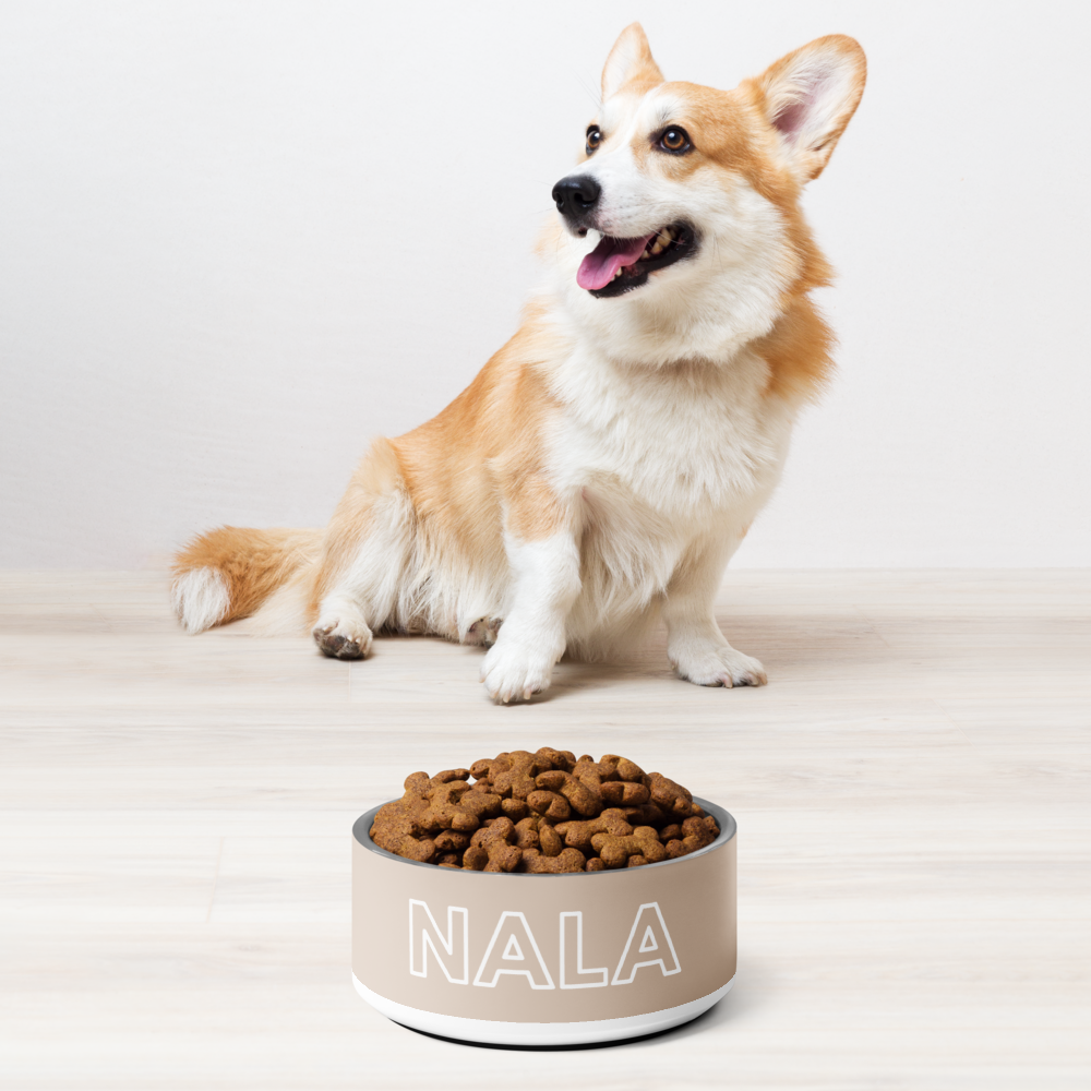 Personalised Dog Bowl and Cat Feeder - Sand - TLC Paws