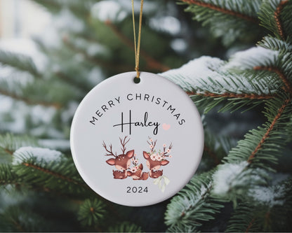 Personalised Christmas Ornament - Reindeer Family