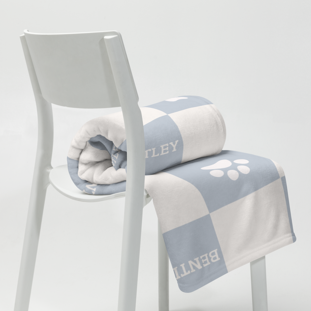 Personalised Blanket & Throw - Powder Blue - TLC Paws