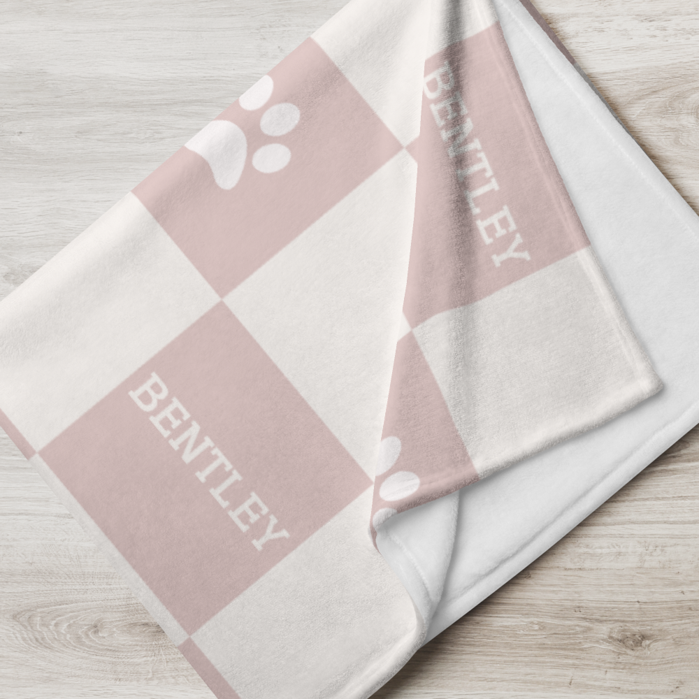 Personalised Blanket & Throw - Dusty Pink - TLC Paws