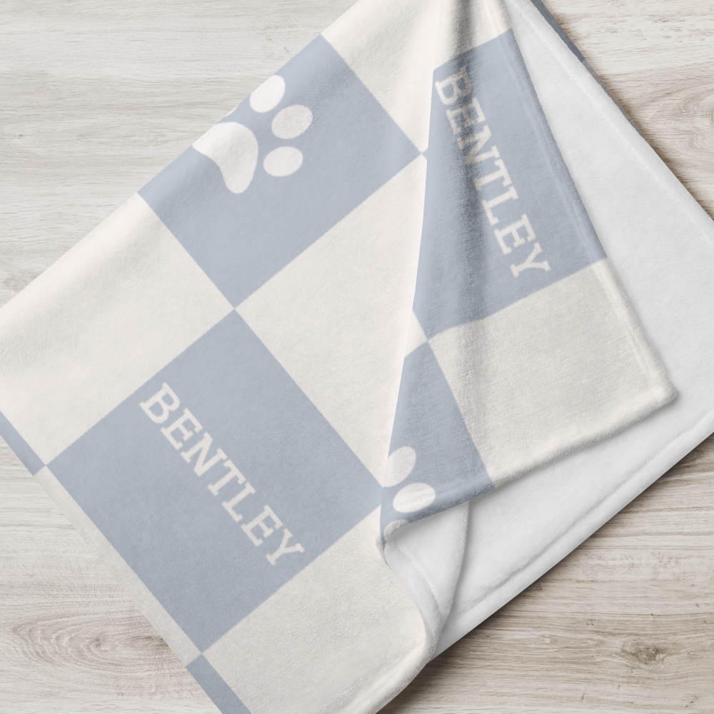 Personalised Blanket & Throw - Powder Blue - TLC Paws